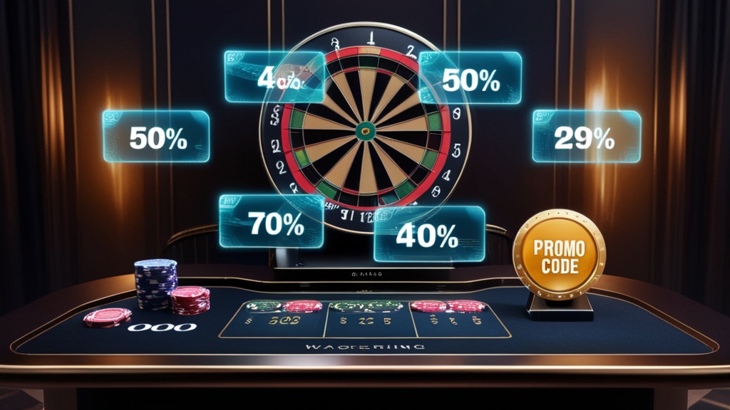 Mesa de casino con condiciones de bono y paneles iluminados