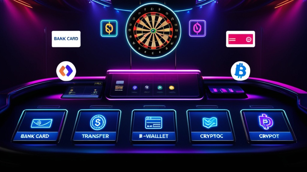 Opciones de depósito y pago mostradas en una interfaz de Dart Winner